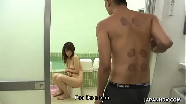HD Asian slut made to pee before the pervy dude mega Tube