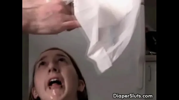 HD y. slut drinking her piss from diaper mega Tube