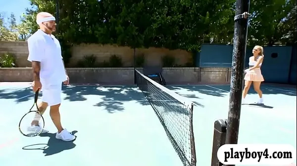 HD Huge boobs blondie banged after playing tennis outdoors mega tuba