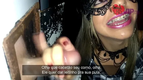 HD Cristina Almeida invites some unknown fans to participate in Gloryhole 4 in the booth of the cinema cine kratos in the center of são paulo, she curses her husband cuckold a lot while he films her drinking milk tabung mega