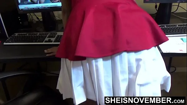 HD Smooth Brown Skin Thighs Upskirt Of Hot Young Secretary In Office , Sexy Panty Covering Bubble Butt Cheeks Bending Over Desk Teasing You With Quick Pussy Flash In Her Short Dress Msnovembermegametr