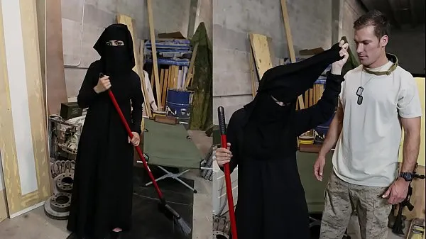 HD TOUR OF BOOTY - Muslim Woman Sweeping Floor Gets Noticed By Horny American Soldiermegametr