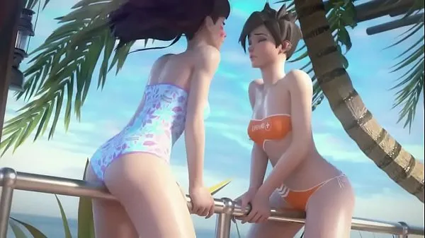 HD D.Va and Tracer on Vacation Overwatch (Animation W/Sound mega Tube