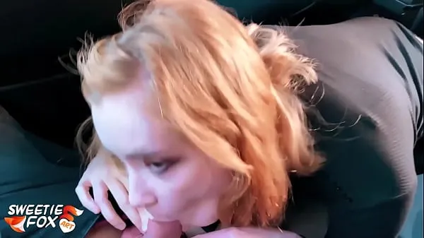 HD Redhead Suck Dick Taxi Driver and Cum Swallow in the Car - POV ống lớn