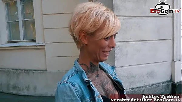 HD German blonde skinny tattoo Milf at EroCom Date Blinddate public pick up and POV fuck megabuis