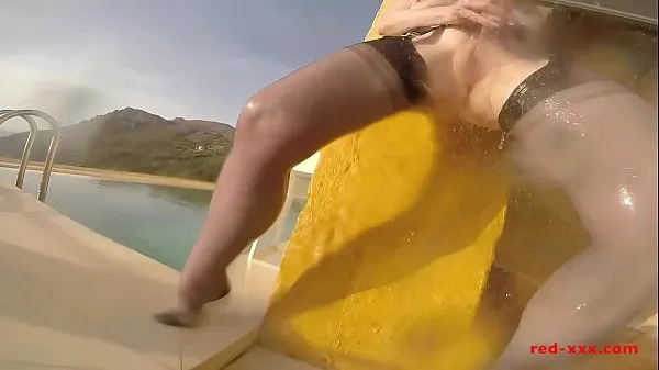 HD Horny redhead milf with big tits masturbating outdoors ống lớn