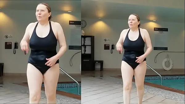 HD Sexy Grandma is Sexy at 66 in a black swimsuit mega Tube