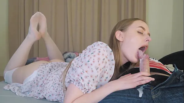 HD step Daughter's Deepthroat Multiple Cumshot from StepDaddy - Cum in Mouth mega Tube