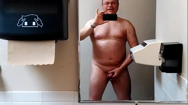 HD stripping and jacking off in public bathroom mega Tüp