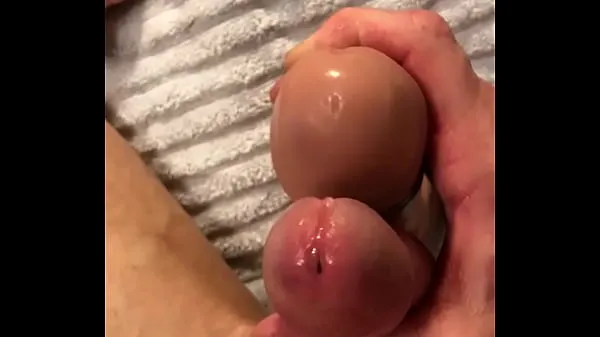 HD Cum dripping cock frotting with dildo as I ride dildo megabuis