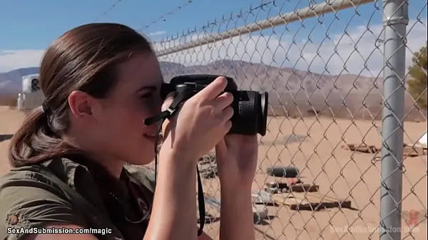 HD Sexy war reporter Casey Calvert caught on cam soldier James Deen fucking bound babe Lyla Storm then she is caught and anal fucked too in a desert เมกะทูป