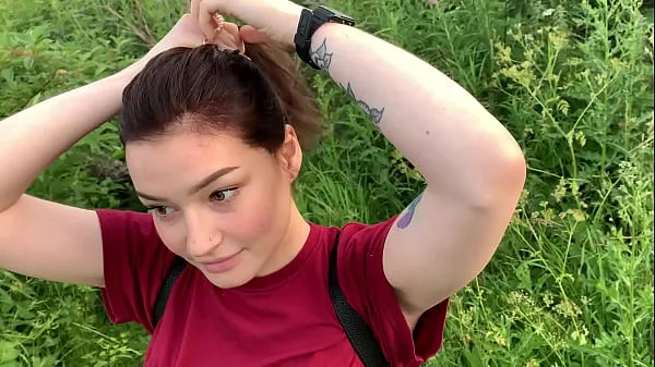 HD public outdoor blowjob with creampie from shy girl in the bushes - Olivia Moore ميجا تيوب