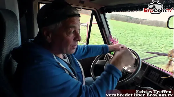 HD German teen Hitchhiker pick up and fuck in car with grandpa เมกะทูป