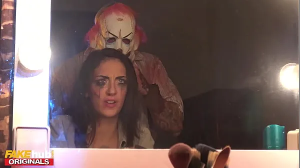 HD Fakehub Originals - Fake Horror Movie goes wrong when real killer enters star actress dressing room - Halloween Special mega Tube