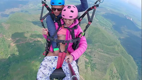 HD Wet Pussy SQUIRTING IN THE SKY 2200m High In The Clouds while PARAGLIDING mega Tube
