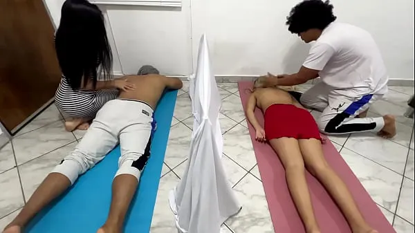 HD The Masseuse Fucks the Girlfriend in a Couples Massage While Her Boyfriend Massages Her Next Door NTR ống lớn