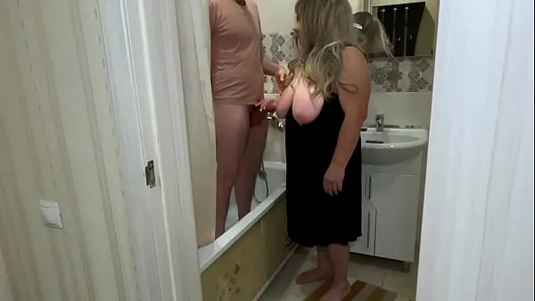 HD Mature MILF jerked off his cock in the bathroom and engaged in anal sex mega Tube