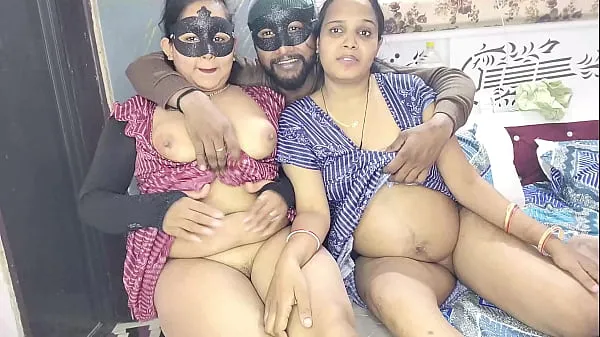 HD XXX threesome fucking of cheerful Devrani-Jethani after licking pussy ống lớn