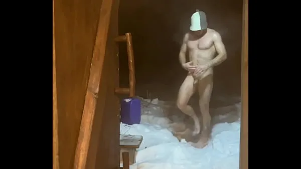 HD Sex VLOG from VILLAGE / Horny in the bathhouse and jerking off a big dick / Pissing in an outdoor toilet in winter mega Tube