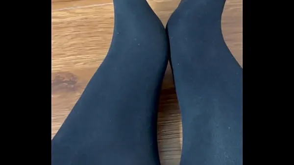 HD Flaunting and rubbing together my black nylon feet ống lớn